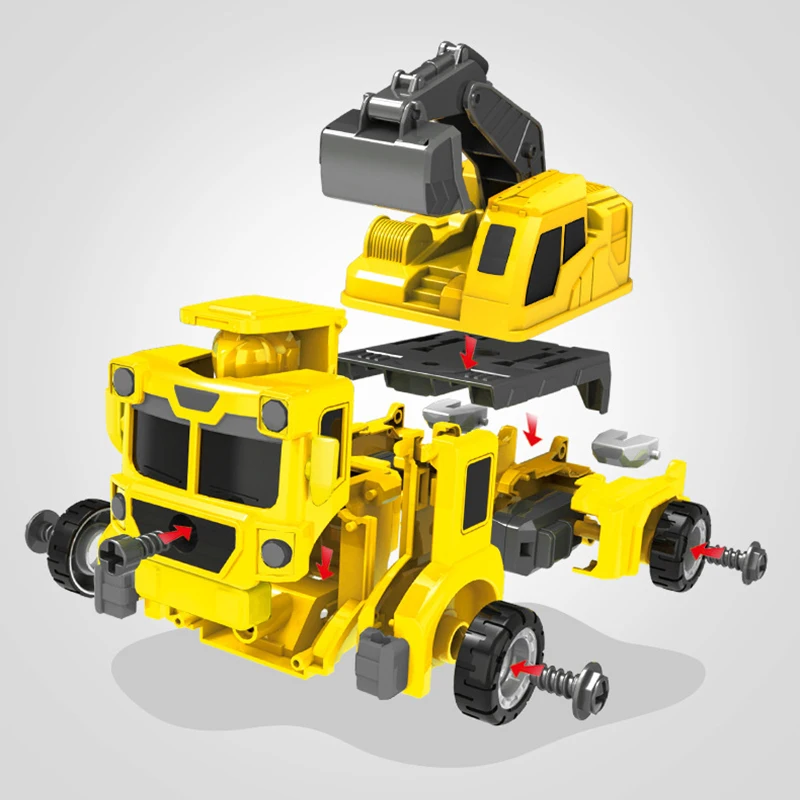 

Kids Educational Deformation Robot Car Building Block Toys Cartoon Nut Disassembly Assembly Engineering Transformation Cars Toys