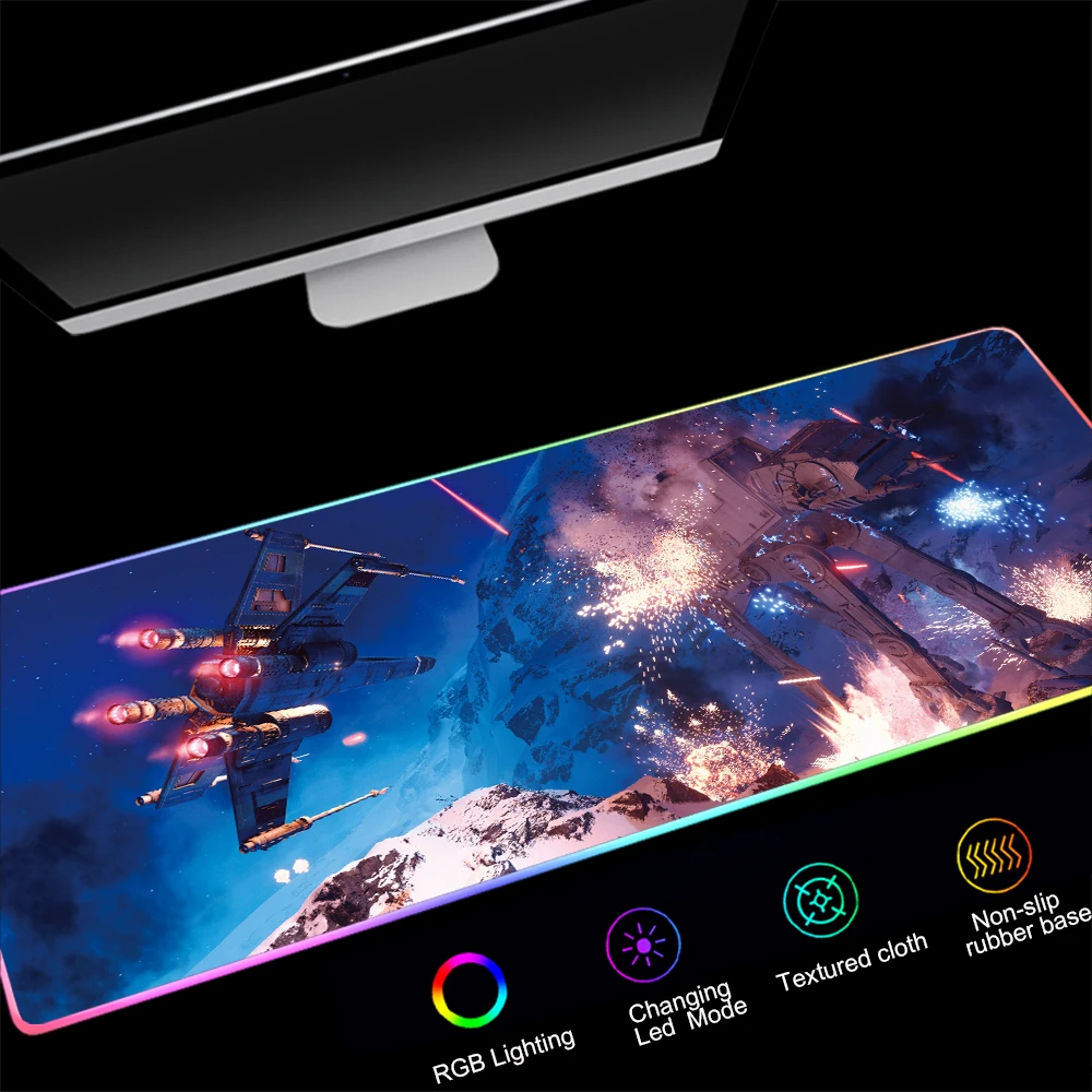 

Коврик для мыши со светодиодной подсветкой, большой игровой компьютерный коврик XXL RGB из натурального каучука, геймерский коврик с подсветк...