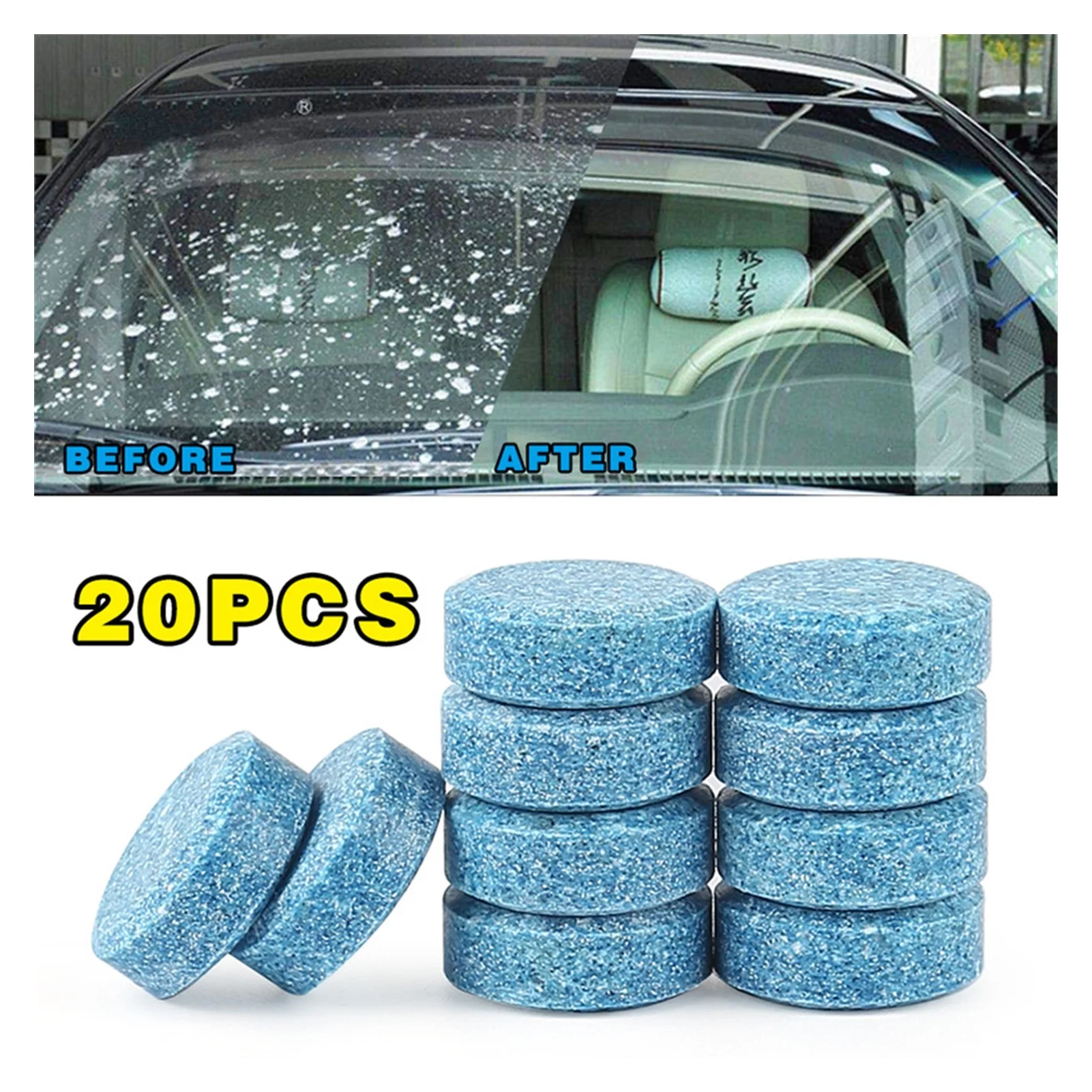 

NEW 40pcs(1Pc=4L) Car Windshield Wiper Glass Washer Auto Solid Cleaner Compact Effervescent Tablets Window Repair Car