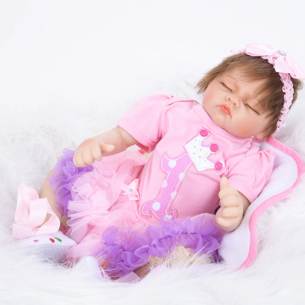 Милый спящий реалистичный укоренистый мохер Bebe Reborn Baby Dolls 18 дюймов мягкая