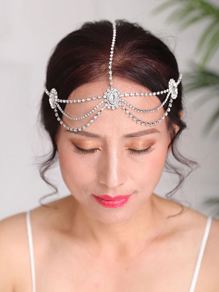 Новые модные розовые золотые серебряные цепочки на голову Стразы головные уборы