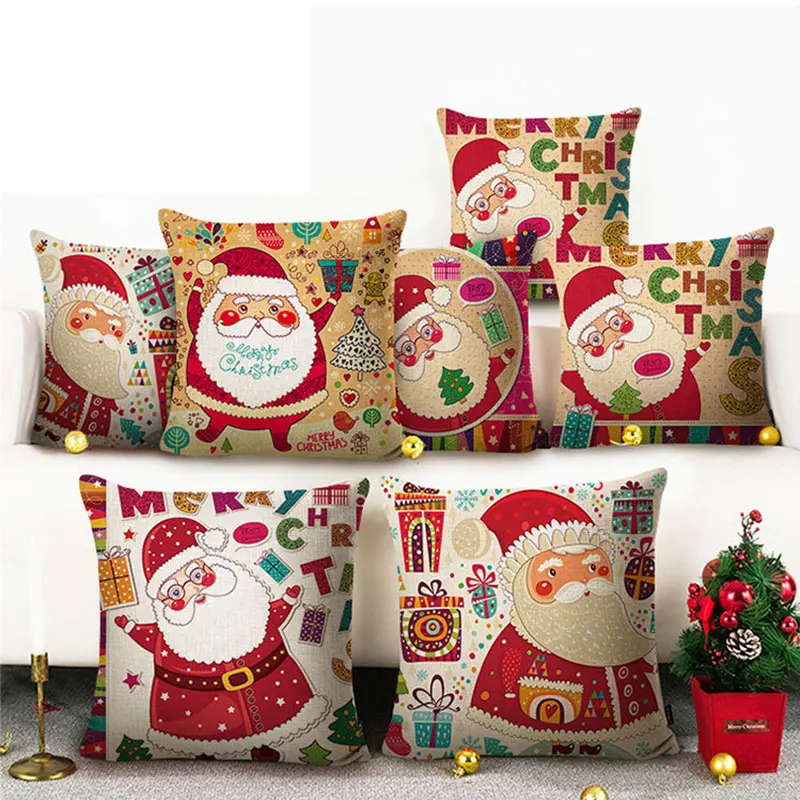 Новинка 2021 чехол для подушки 45*45 см милый Рождественский льняной дивана
