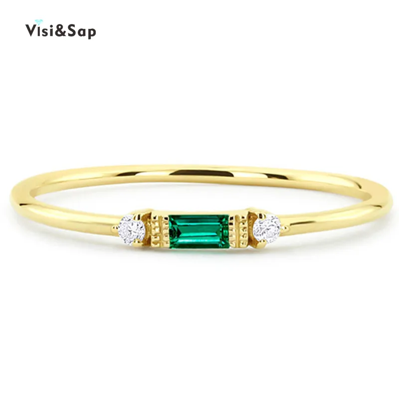 Женское кольцо из циркония Visisap Винтажное цвета желтого золота с голубым