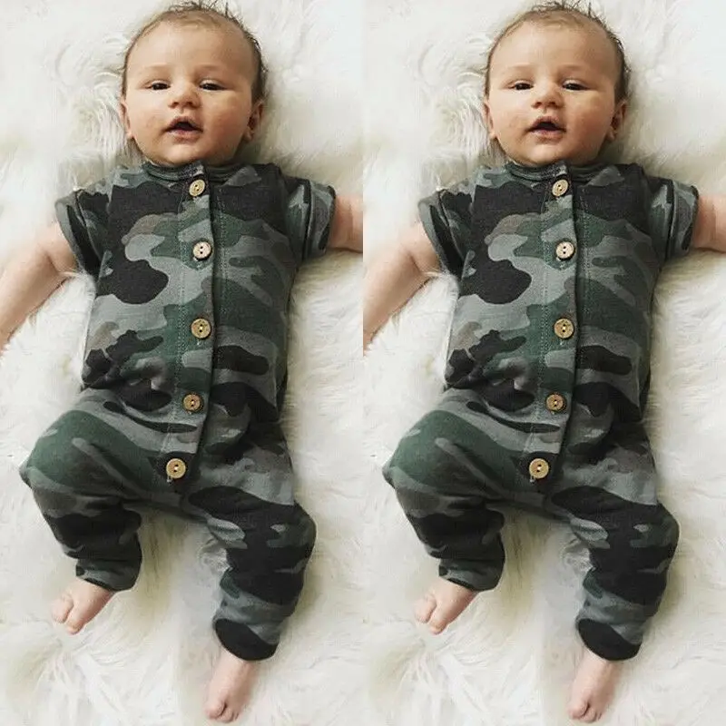 Одежда для новорожденных маленьких мальчиков и девочек Детские камуфляжные