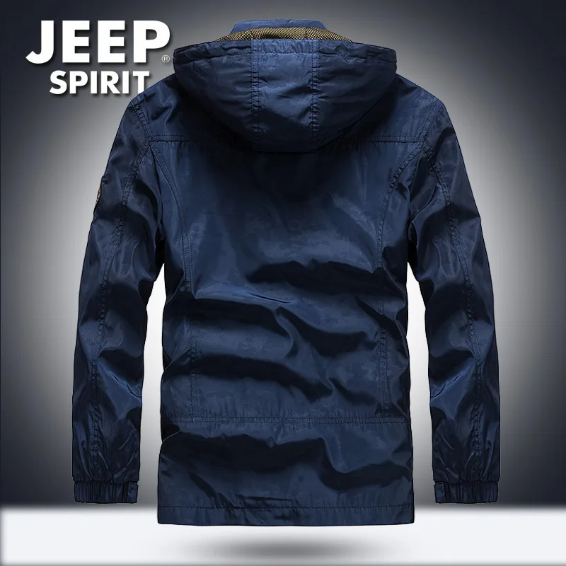 JEEP SPIRIT военная куртка мужская повседневная с капюшоном воротник сетчатая юбка пальто Мужская Плюс Размер M-4XL Верхняя одежда летняя куртка