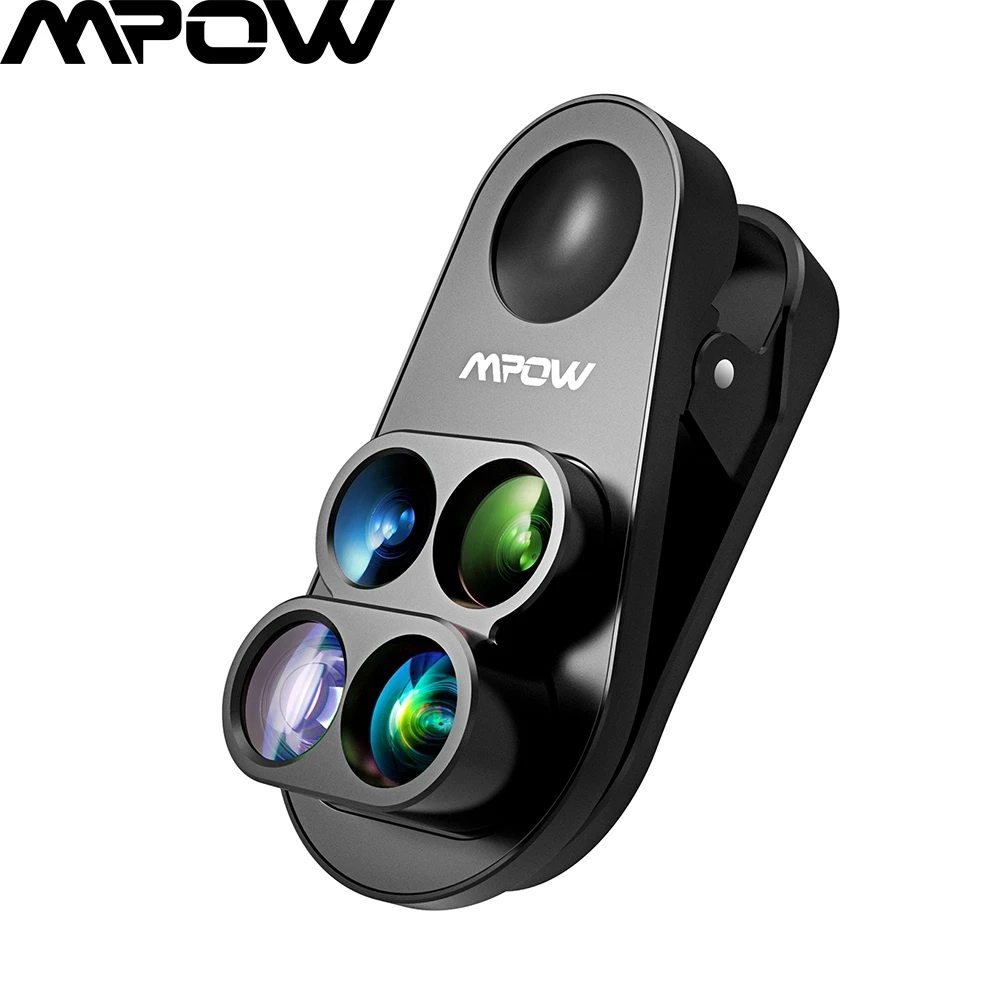 Mpow 4 в 1 HD Камера Dual для высоких и низких лучей одиночного телефона объектив 0.65X