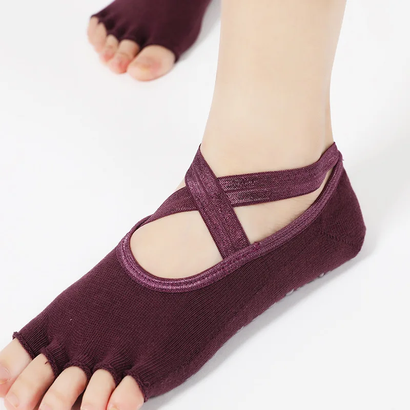 Женские Дышащие носки зимние хлопковые с пятью пальцами для йоги антискользящие