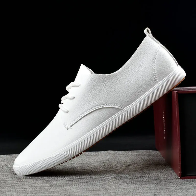 

2020 Fashion Brand Men Casual Shoes Genuine Leather Men Shoes Lace-up Breathable Soft White Sneakers Casual Flats Men Loafer