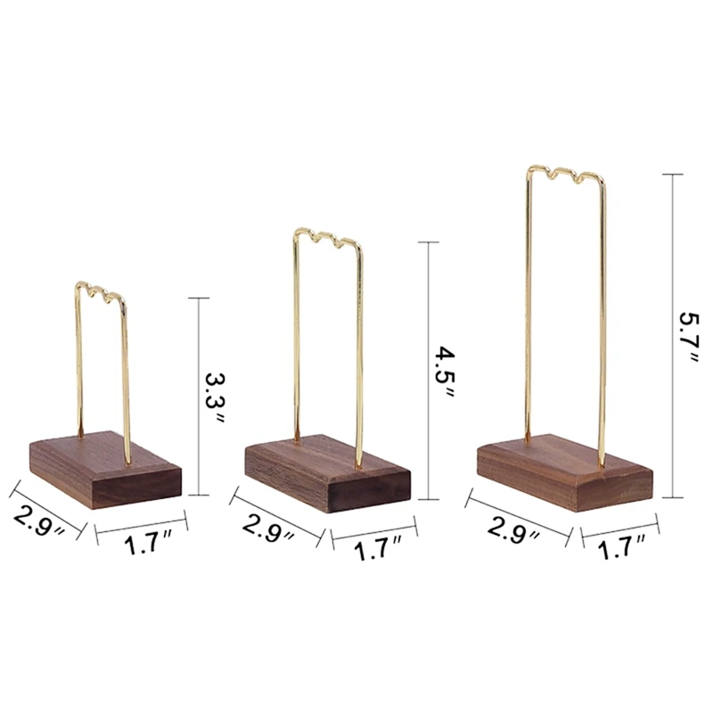 

2Pcs Walnut Wood Metal Earrings Pendant Jewelry Stand Display Stand Earring Storage Display Stand,Large & Small