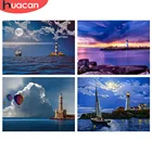 Алмазная 5d живопись HUACAN, полноразмерная мозаика с мотивом маяков, морская вышивка сделай сам, украшение для дома, подарок ручной работы