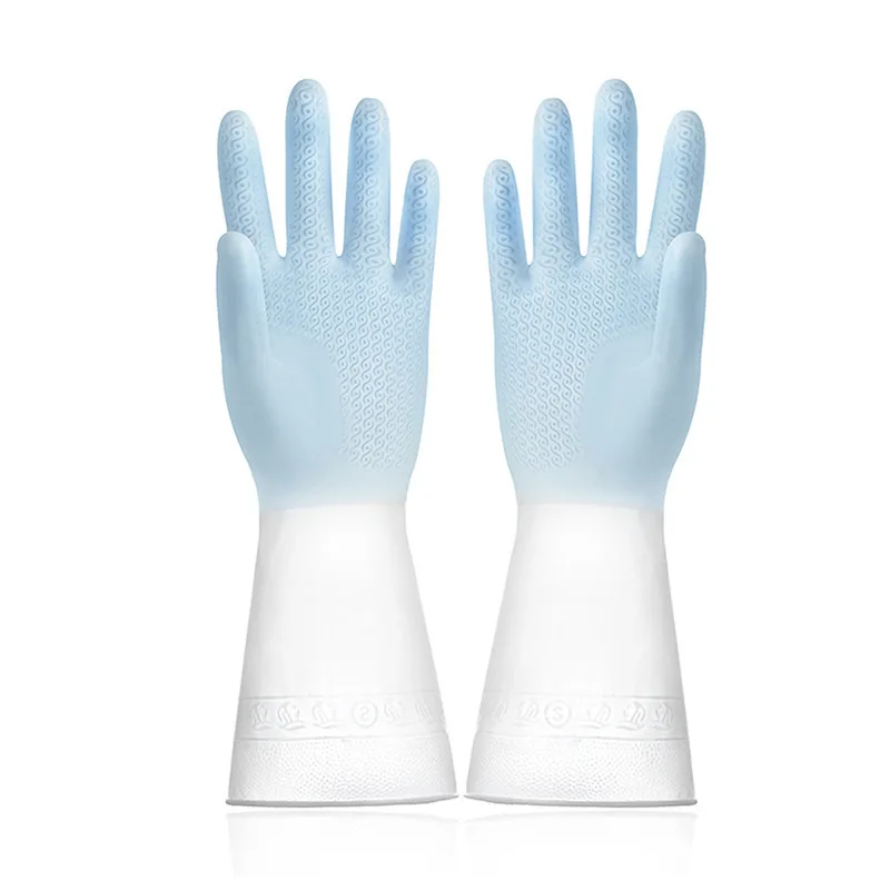

2 pairs of extended dishwashing cleaning gloves, household scrubbers, kitchen cleaning tools, for washing clothes and dish