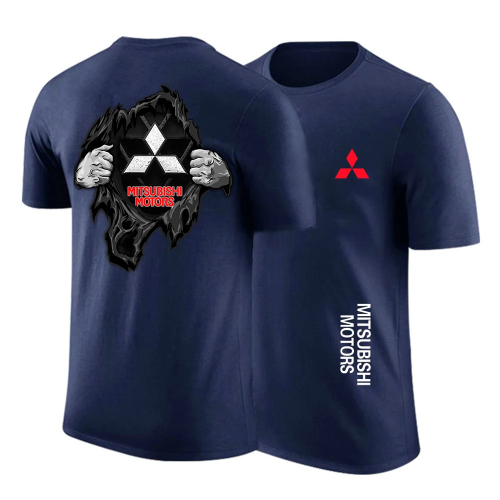 Mitsubishi Car LOGO Tshirts Short Sleeve Tops Tees Casual Loose Couple T-shirt Summer New | Мужская одежда