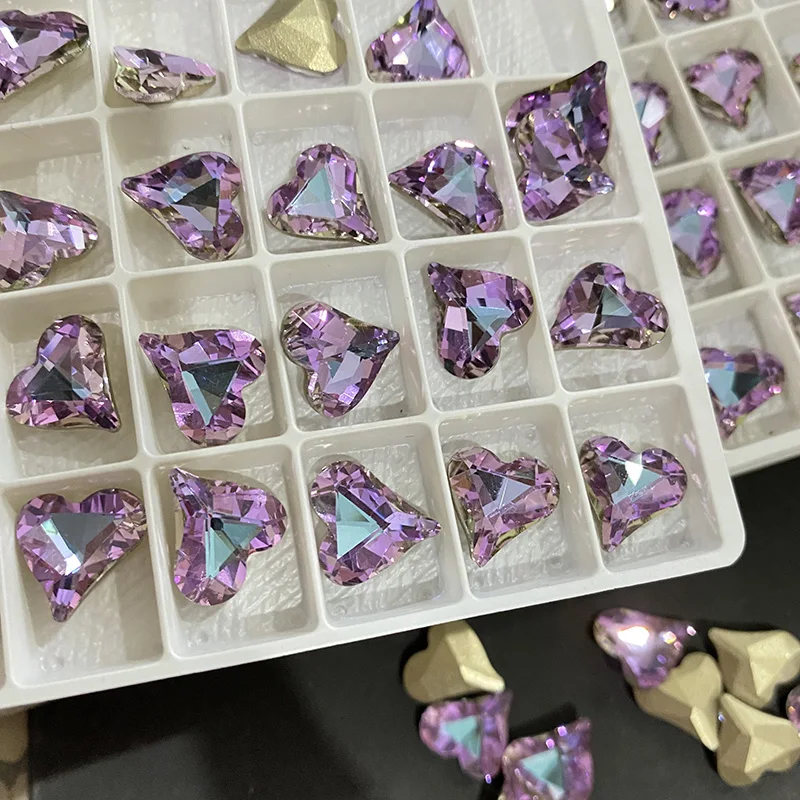 10PCS 8x9mm12x13mmSweet Heart Glitter Glass Rhinestones Different Color Nail Rhinestone 3D Jewelry Making Beads DIY Art Gem | Красота и