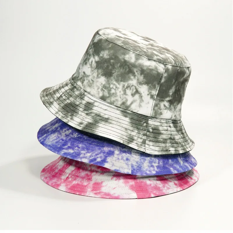 

Double-sided Cotton Cap Visor Bucket Hat Men Women Street Trend Hat Women Tie-dyed Panama Reversible Fisherman Hat