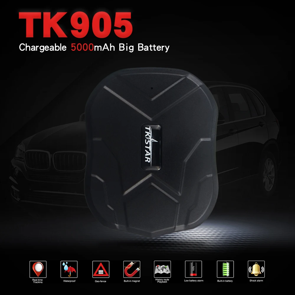 Быстрая доставка водонепроницаемого автомобильного GPS-трекера TK905 с супермагнитным креплением, работающим в режиме ожидания 90 дней, реальное время LBS-позиционирование на всю жизнь, бесплатное отслеживание.
