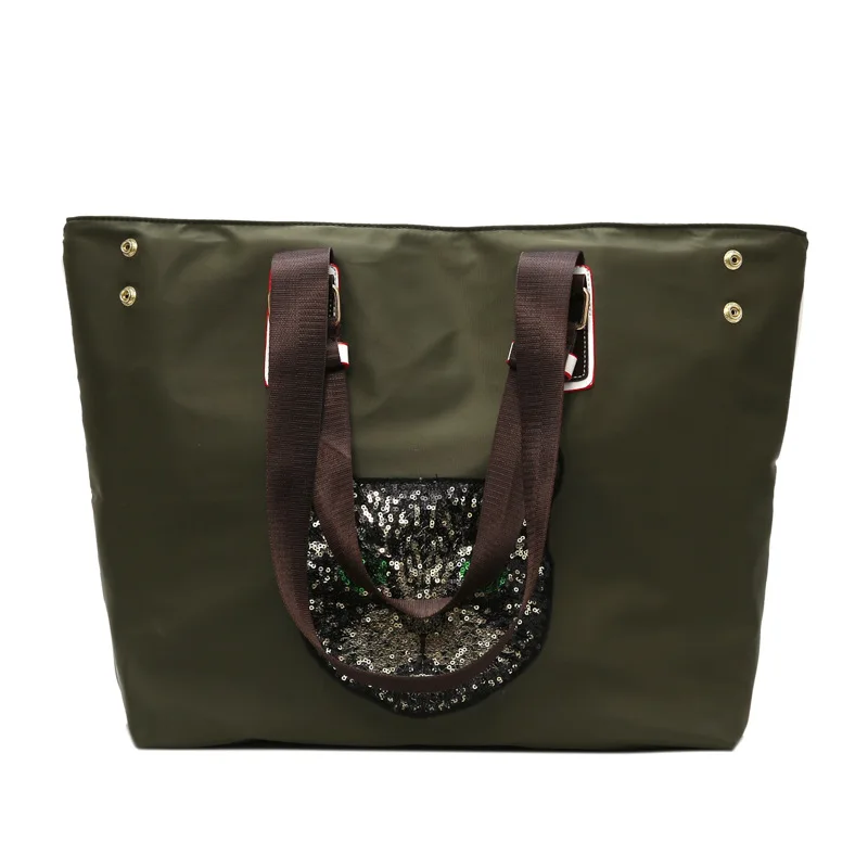 

Short-distance travel bag female cartoon sequins hand raised bad luggage bag large-capacity one-shoulder travel bag