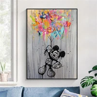graffiti art prints mickey mouse with colors balloon canvas poster cartoon painting kids room wall decor anime poster picture