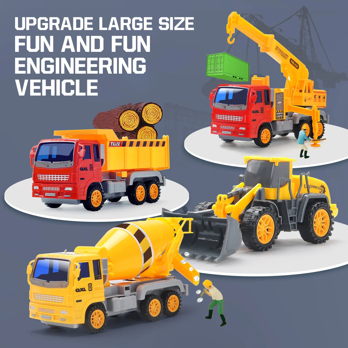 Модель автомобиля Детская 4 шт. инерционная техника бульдозер самосвал трактор