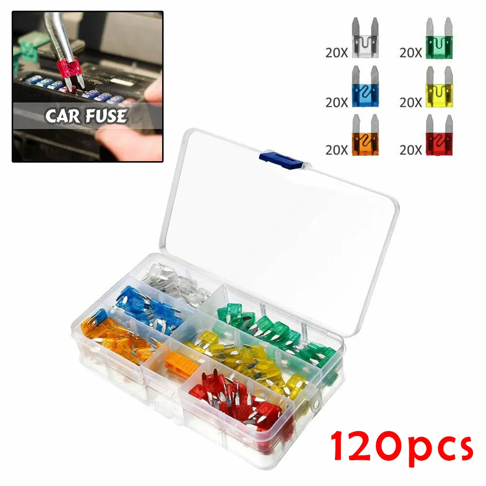 

120PCS 5/10/15/20/25/30A Fuse Car Blade Fuse Assortment Assorted Kit Mini Small Size Blade Set Auto Truck Automotive Fuse