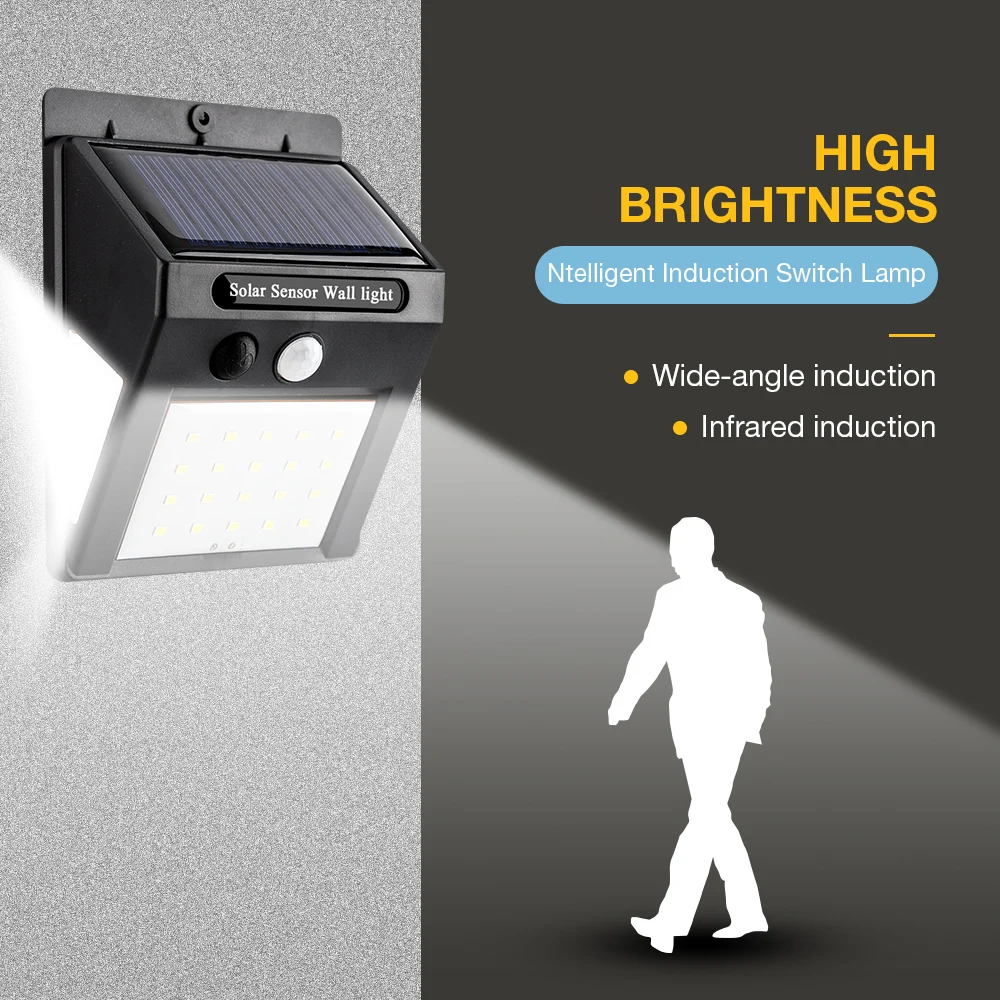 Уличная настенная лампа на солнечной батарее водонепроницаемый Светодиодный