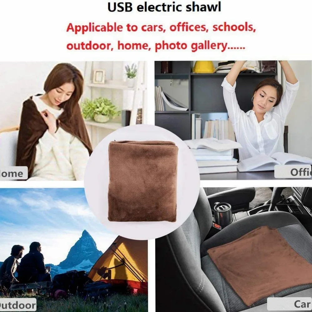 

YenvK 100*65cm Electric Pad Usb Rechargeable With Timing Warming USB Heating Blanket Scarf Pad Shoulder Neck Heating Shawl