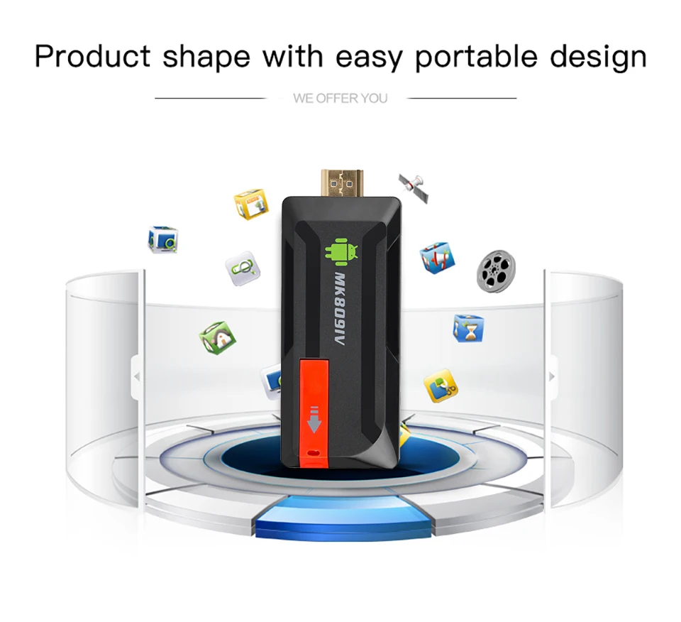 MK809 IV Android 7.1 TV Dongle RK3229 Quad Core 2G/16G UHD 4K Smart Stick HD 3D Mini PC H.265 WiFi DLNA MediaPlayer | Электроника