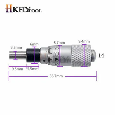 NO.14 0-6.5mm 0-13 мм круглая игольчатая головка микрометра измерительная Мера Инструмент 0-6,5 мм дальномер Точность 0,01 мм плоская резьба - Цвет: NO.14 0-6.5mm