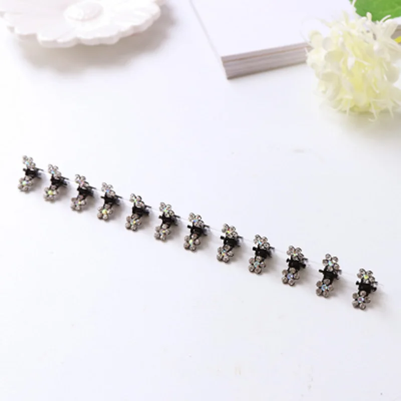 

12PCS/Lot Small Cute Crystal Flowers Metal Hair Claws Hair Clips Girls Hairstyle Hairpins Hair Oranment Hair Accessories
