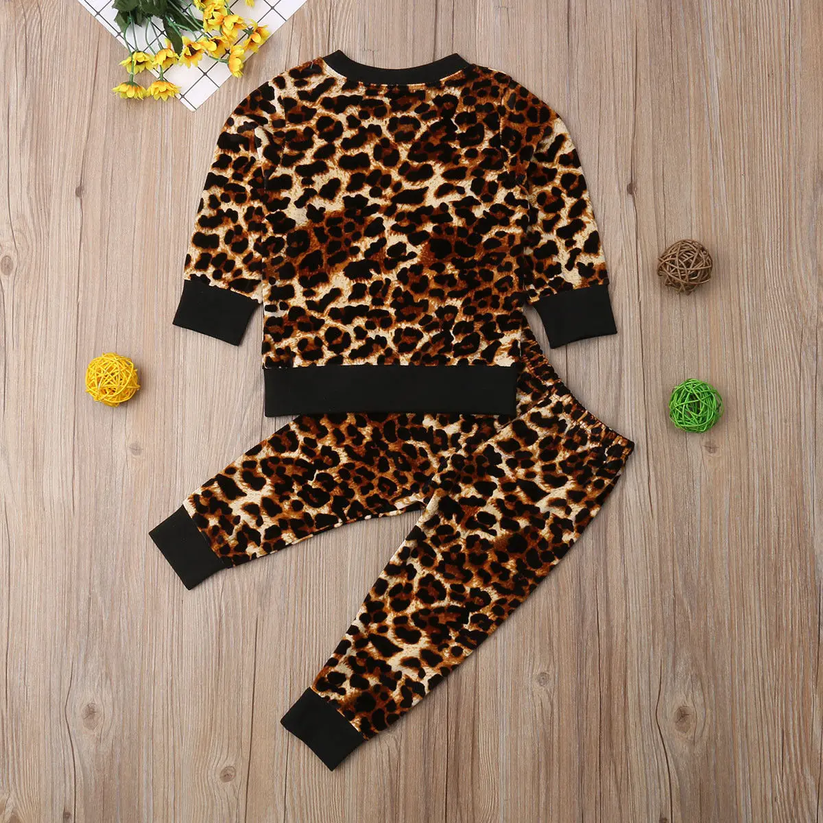 

2PCS Emmababy Toddler Baby Girls Leopard Print Clothes Tops T-shirt Trousers Pants Outfits Sets
