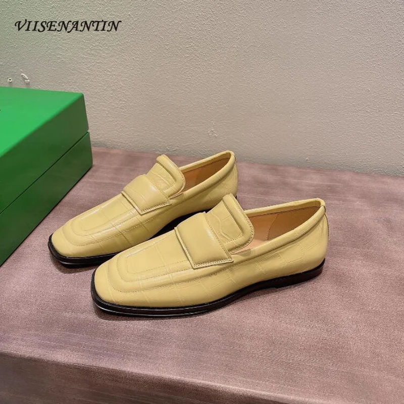 

2021 New Spring Loafers for Women Comfortable Casual Cow Leather Shoe Deep Mouth Slip on Soft Leather Mules Outdoor Fashion