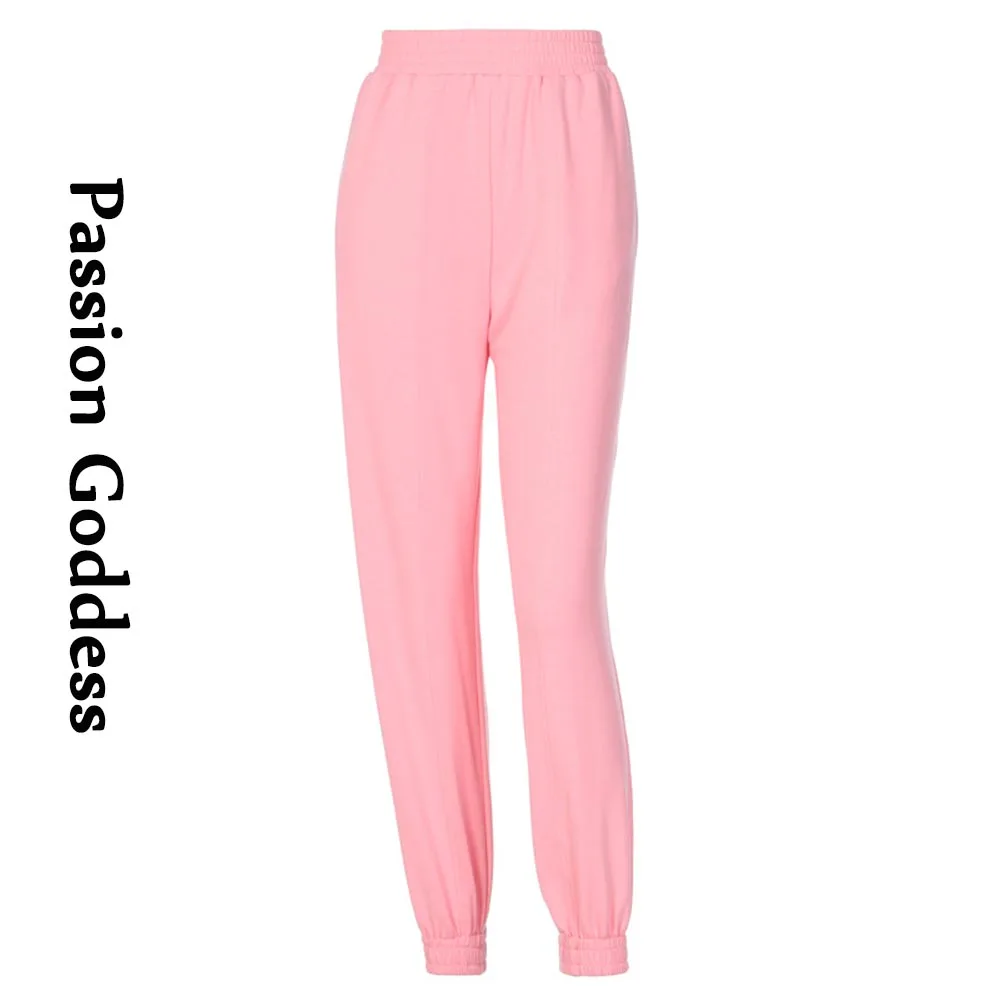 

Sweet Cool Women Pink Harem Pants Loose Cool Cotton Sweatpants High Waist Baggy Pants Hiphop Streetwear Trousers Korean Style