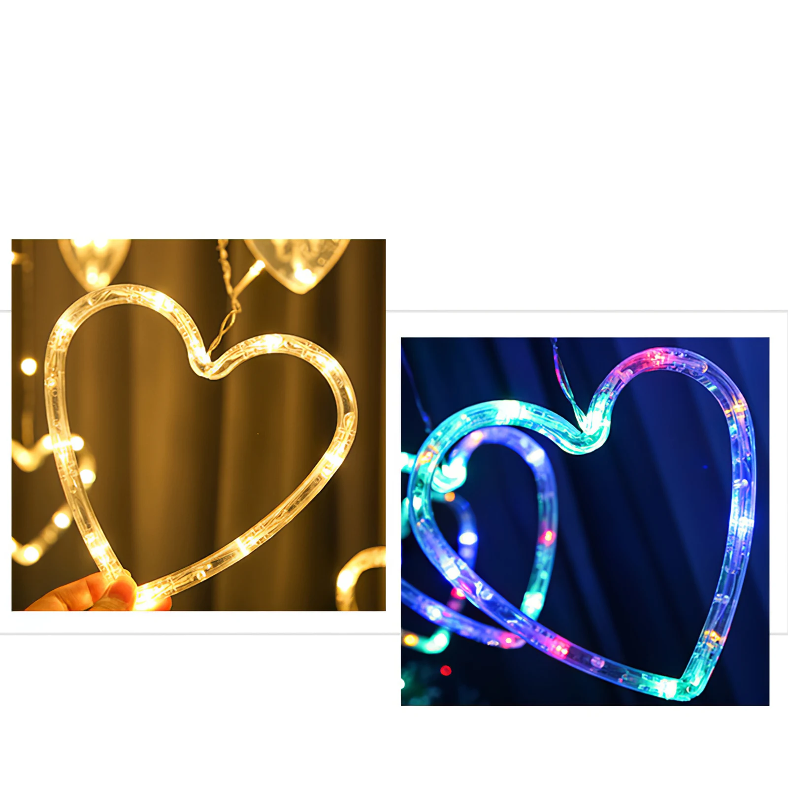 

LED String Light Heart Fairy Light Easy to Use Heart Shaped Curtain Light for Home Living Room Window Light Lamp Decorative