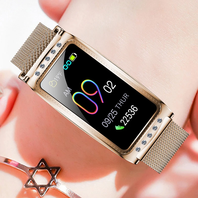 2020 fashion F28 smart watch for Android IOS heart rate measurement sphygmomanometer ladies bracelet waterproof fitness pedomete |