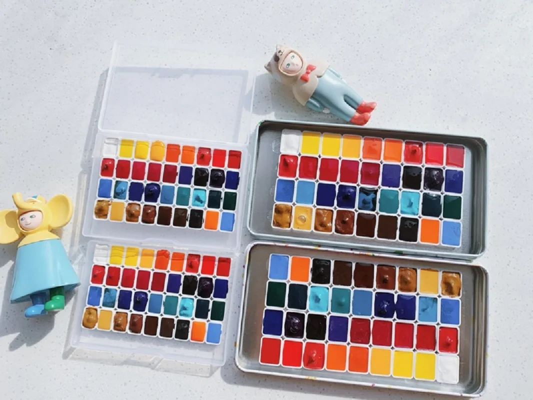 

Mijello Gold 34 colors watercolor pigment water color paint sub-packing trial pack mini color test with tin box