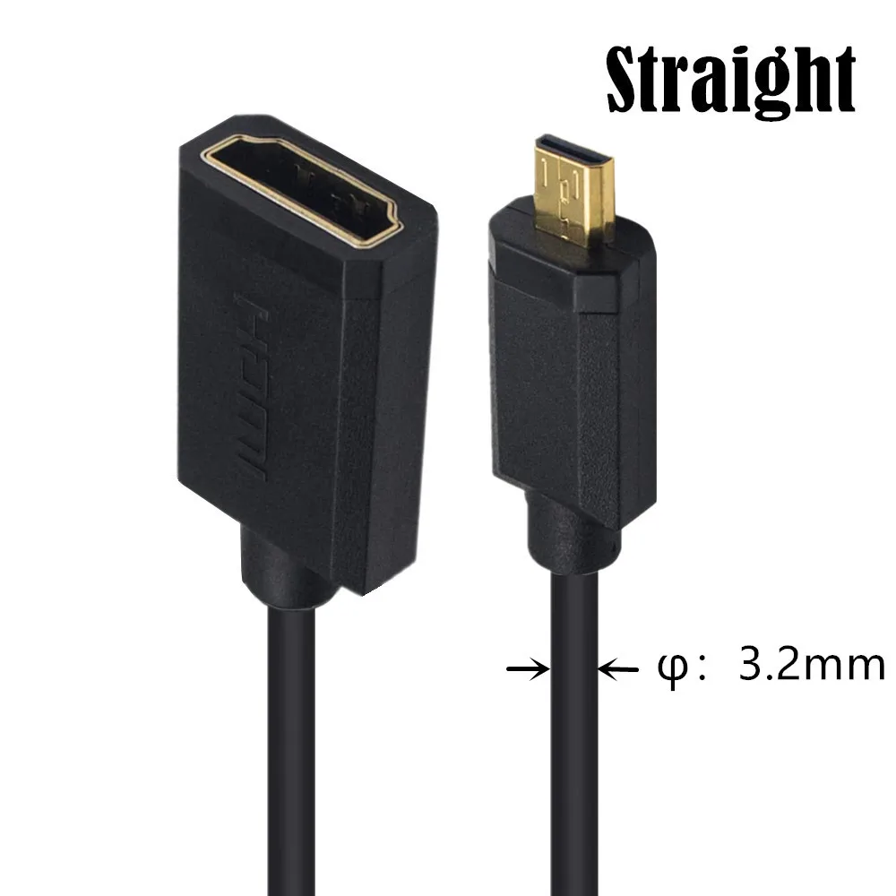 4K Micro HDMI-совместимый Штекер D Type вверх вниз правый левый угловой к разъему A-мама