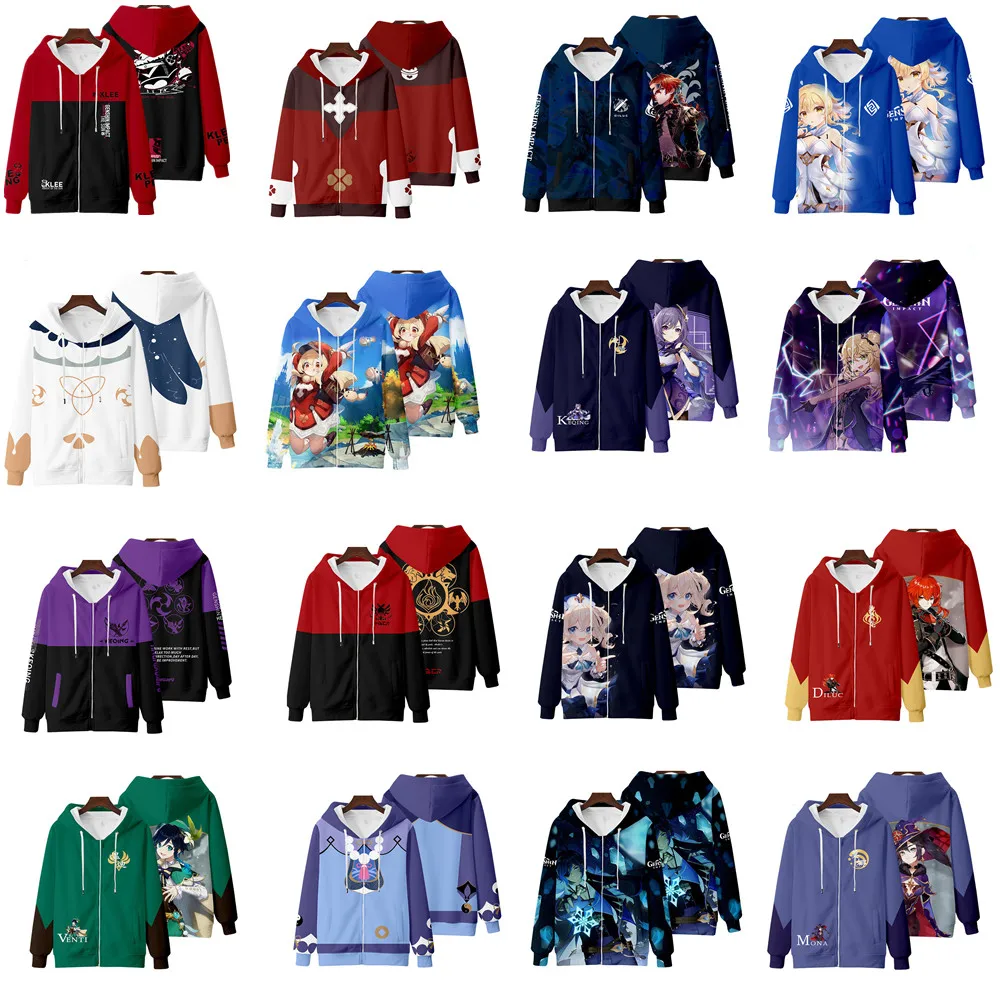 Толстовка с капюшоном Genshin Impact куртка и персонажами аниме косплея Модные