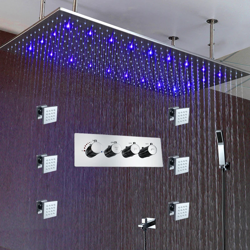 Ванная комната потолок дождь LED душевая головка из нержавеющей стали 400*800 мм