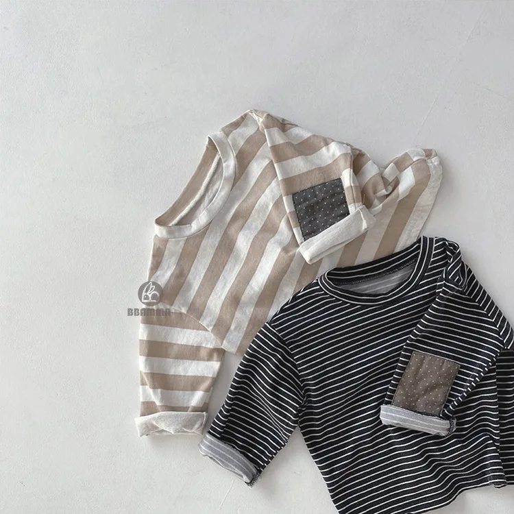 

2021 New Autumn Cotton Baby Long Sleeve T Shirts Kids Striped Shirts Boys Bottoming Infant Girl Tops Toddler Clothes 1-3Y