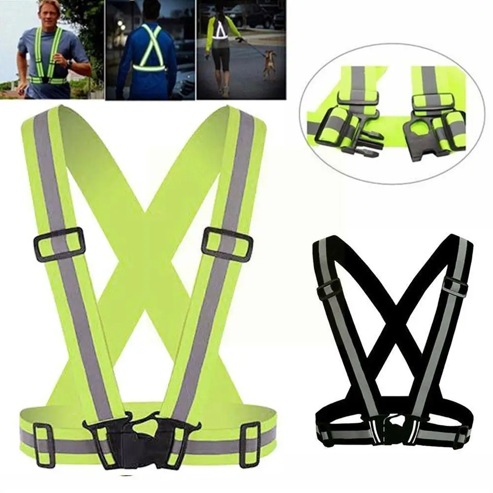 

Outdoor Elastic Reflective Vest High Visibility Unisex Running Cycling Strap Elastic Safety Safety Adjustable Fluorescence Z9X0