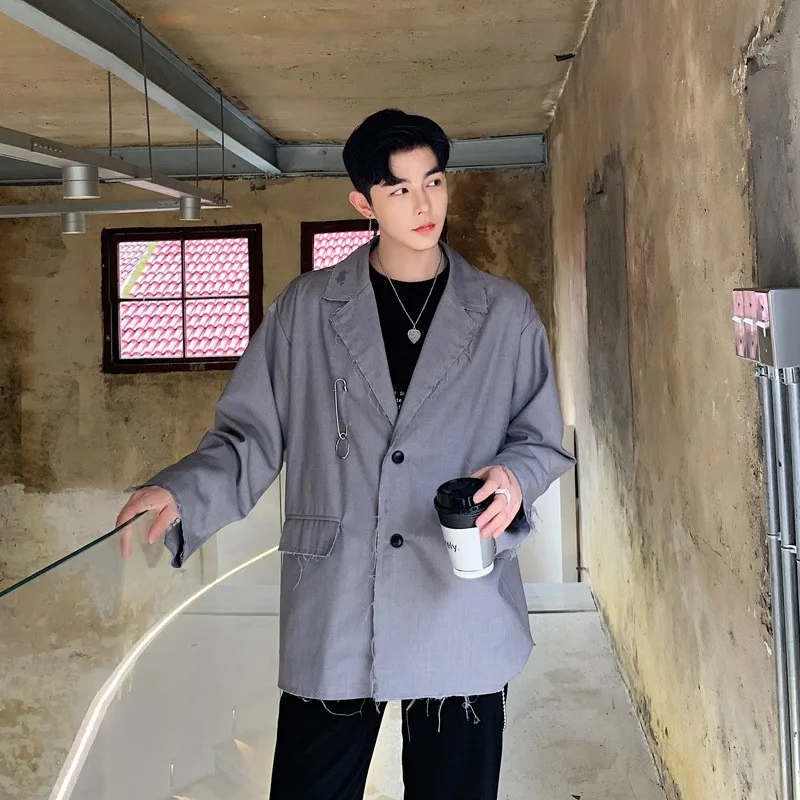 Дизайнерский повседневный мужской блейзер осень 2020 свободный пиджак с