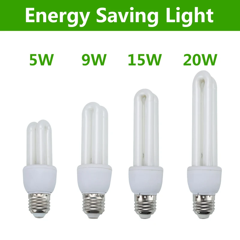 

Energy Saving Light Bulb Lamp 5W 9W 11W 15W 20W E27 Screw 2U Shaped Light Bulbs For Home CFL light bulb cfl Free shipping