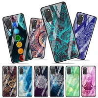 mandala chakra yoga for samsung galaxy s20 fe ultra note 20 s10 lite s9 s8 plus luxury tempered glass phone case cover