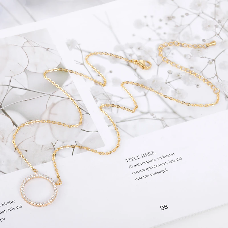 V привлечь Карма вечность CZ круг заявление кулон Цепочки и ожерелья Золото Kolye