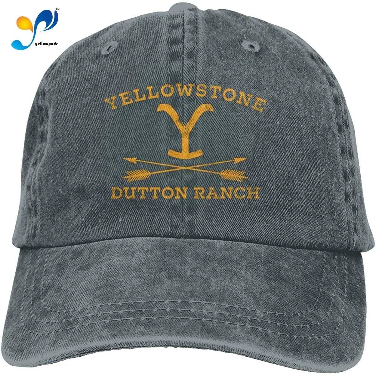 

Dittelle Yellow Small Stone Unisex Denim Baseball Cap Adjustable Comfortable Retro Hat