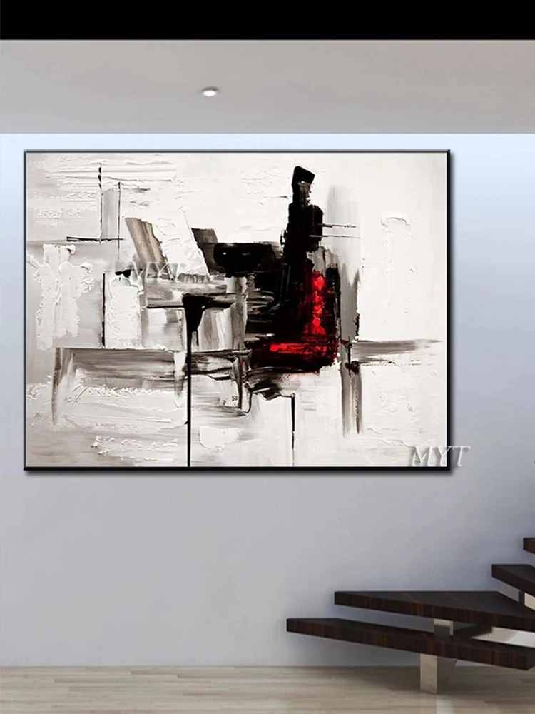 Черная Толстая текстурированная масляная живопись 100% ручная роспись настенное