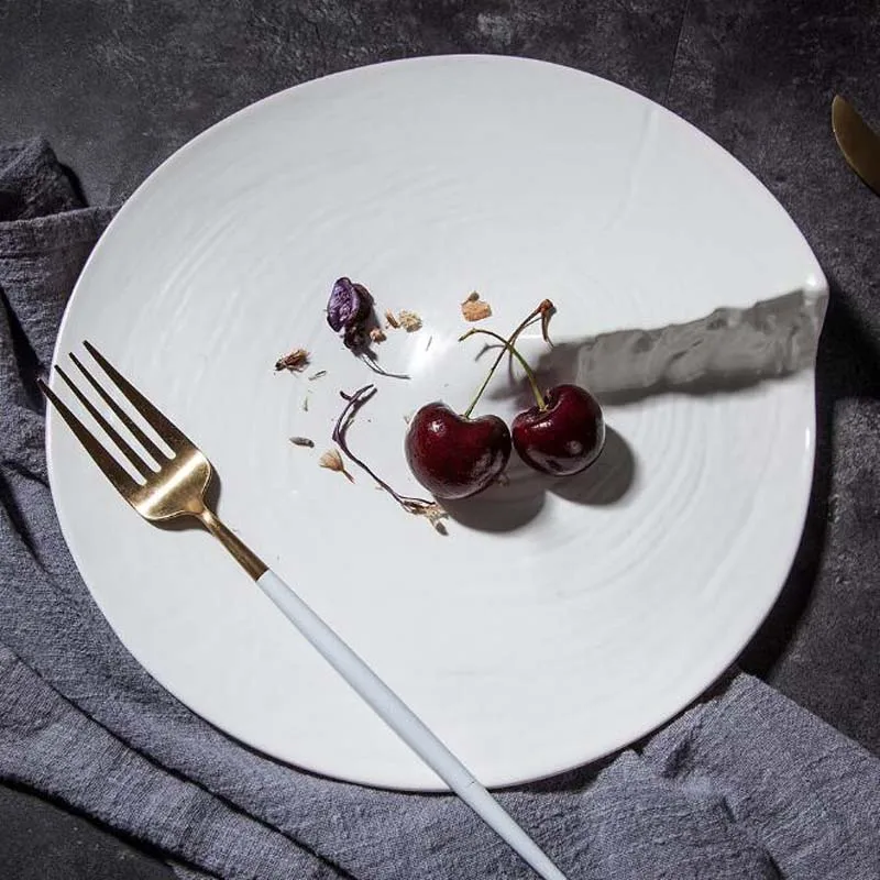 Керамическая тарелка для посуды ассиметричный фарфоровый креативный кухонный