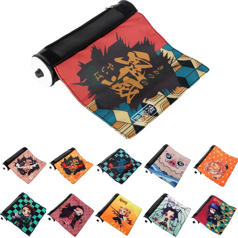 

SFor Office torage Bag Box Anime Kimetsu No Yaiba Demon Slayer Cosplay Student School Scroll Canvas Pen Stationery Pencil Cases