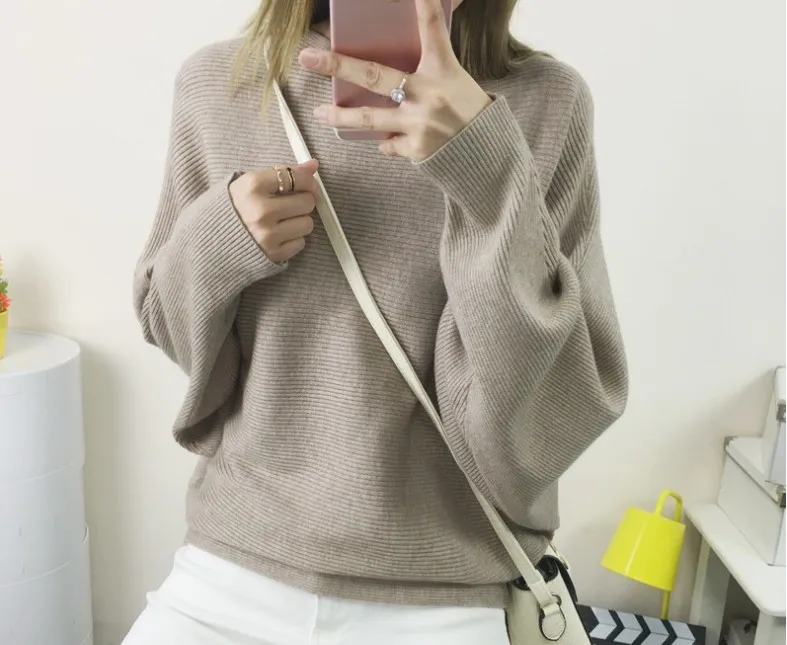 

Women Autumn Sweater Casual Loose Turtleneck Knitted Jumpers Pullovers Streetwear Winter Long Sleeve White
