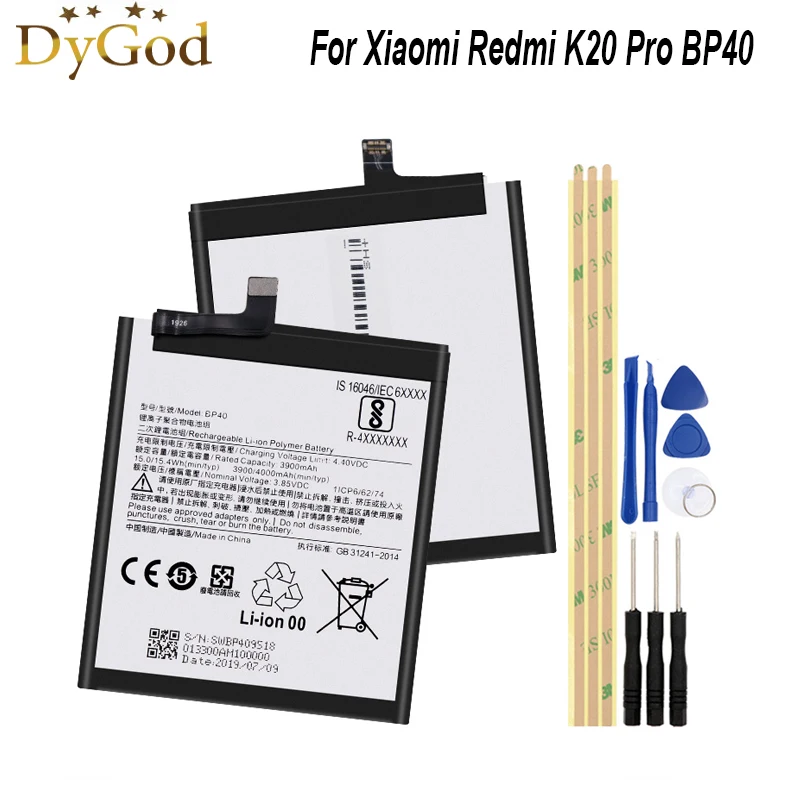 

Аккумулятор для Xiaomi Redmi K20 Pro BP40 3900 мАч, сменный резервный аккумулятор для Мобильный телефон Xiaomi Redmi K20 Pro, с инструментами