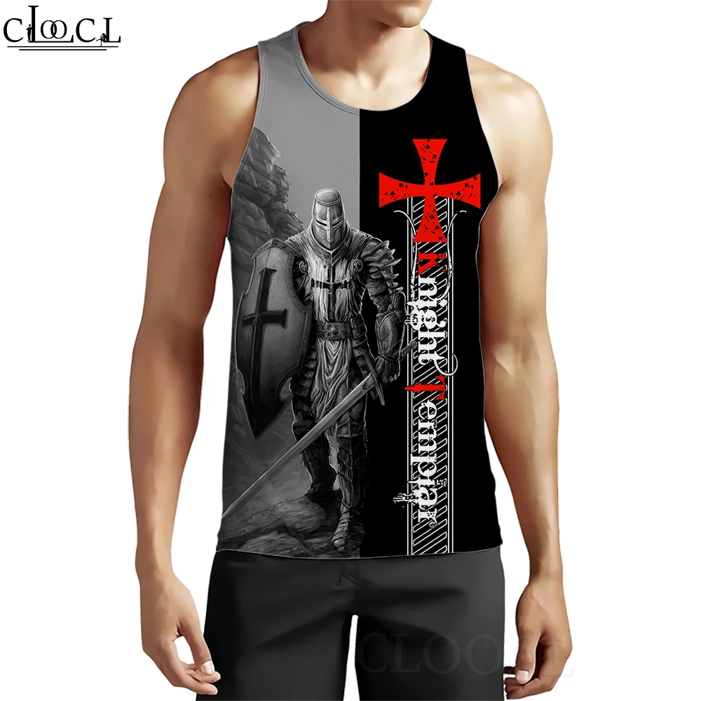 

Мужские майки CLOOCL, жилет с рисунком рыцарей и темпларов, 3D уличная одежда в стиле хип-хоп, Модный пуловер для фитнеса и без рукавов, топы